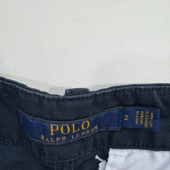 Polo Ralph Lauren Women’s Logo Chino Shorts Navy/White Size 2 - Picture 2 of 6